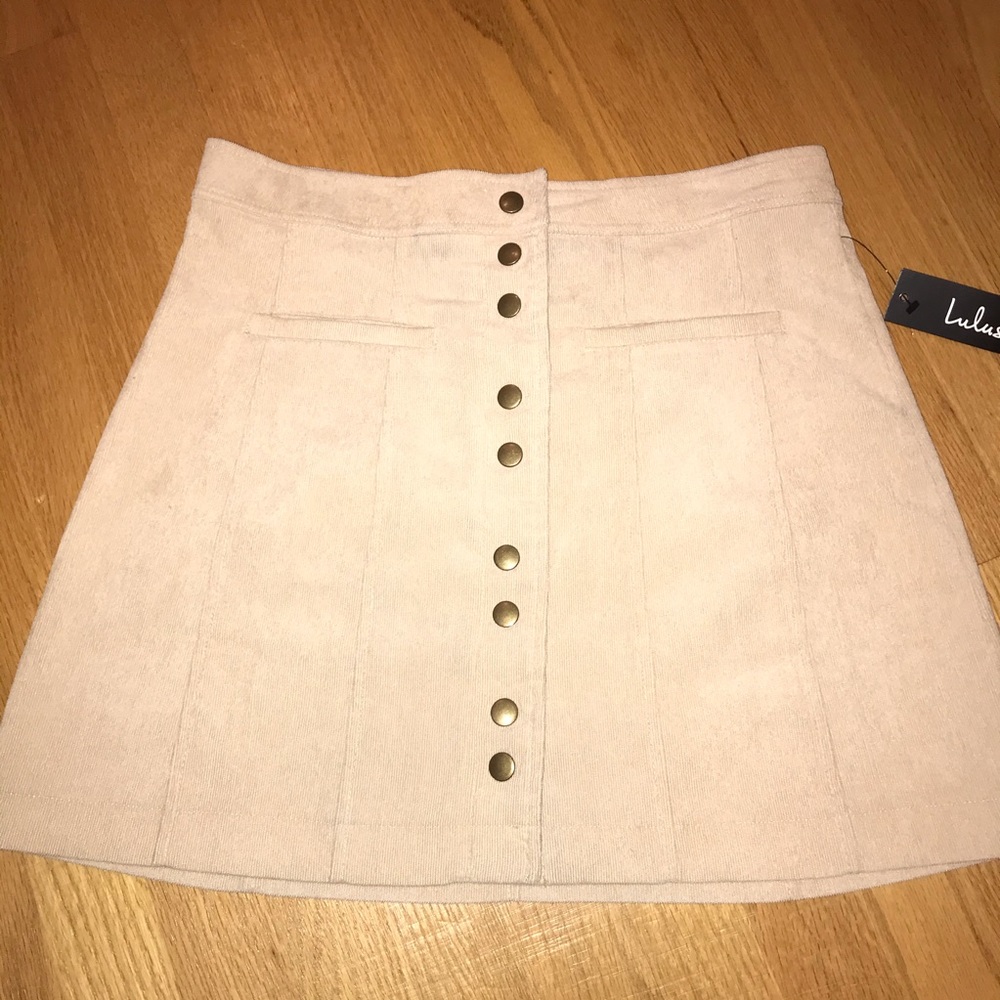 NWT Cream Lulu’s Button-Up Corduroy Skirt